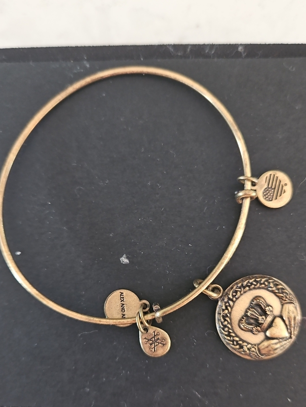 Alex and Ani Antique Gold Coin Charm Bangle Bracelet